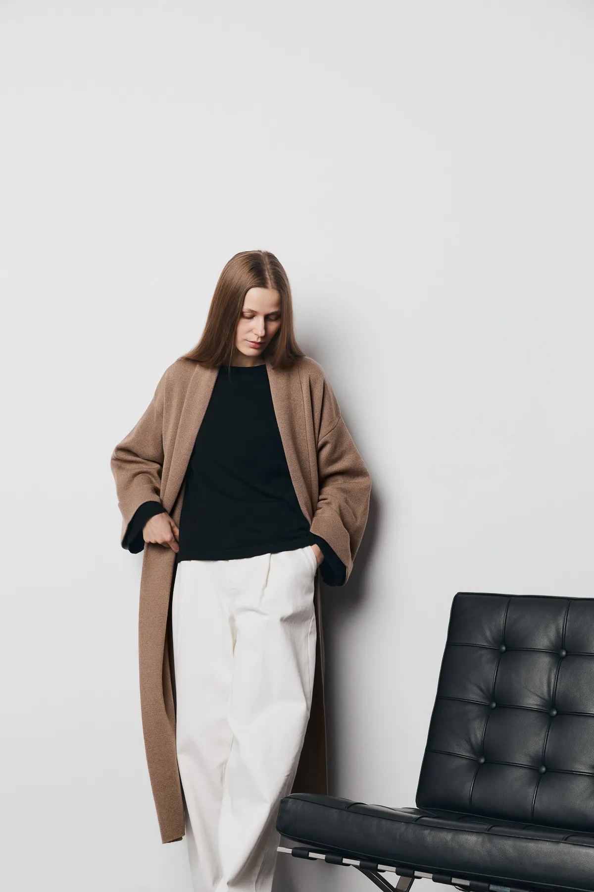 MERA Merino cardigan long brown - Image 5