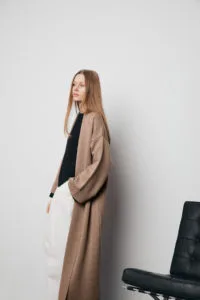 MERA Merino cardigan long brown - Image 4