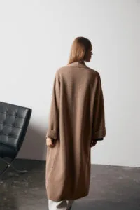MERA Merino cardigan long brown - Image 3