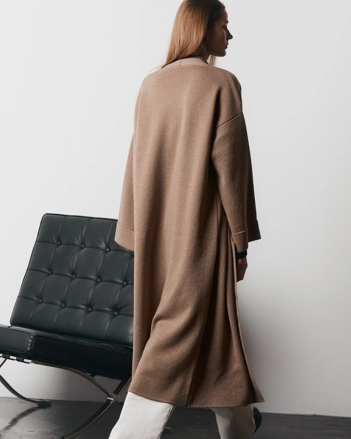 MERA Merino cardigan long brown - Image 2