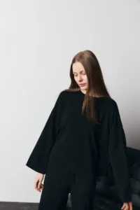 MERA Black Merino Blouse - Image 4