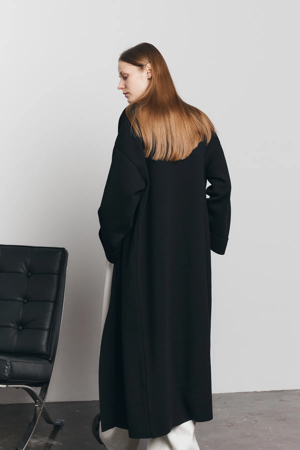 MERA Merino cardigan long black - Image 3