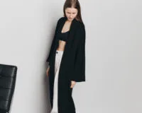 MERA Merino cardigan long black - Image 5